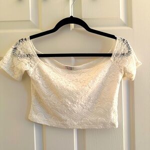 White lace crop top